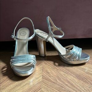 Silver Heels with Ankle Strap